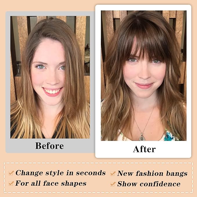 NAYOO Bangs Hair Clip in Bangs 100% Real Human Hair Extensions French Bangs Clip on Air Bangs for Women Hairpieces Curved Bangs (Blonde)