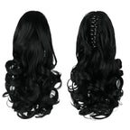 Ponytail Extension, Clip on Ponytails for Women, 12" Claw Clip in Short Curly Wavy Pony Hair Extension for Women - Black
