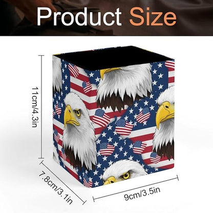 Pen Holder, PU Leather Pen Organizer American Flag And Bald Eagle - Image 2