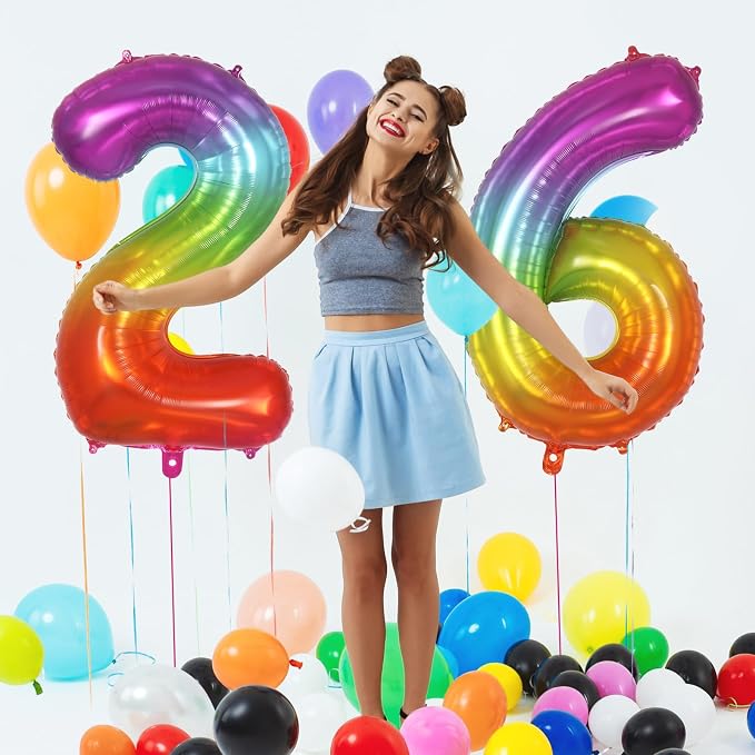 Rainbow Number 6 Balloon 40 Inch, Big Large Foil Number Balloons, Gradient - Image 5