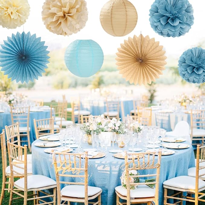 Light-Dusty Blue Beige-Champagne Bridal-Shower Party-Decorations - Image 6