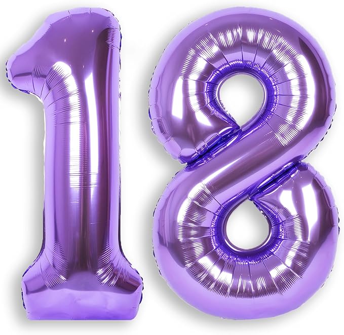 RainbowQ Purple 18 Balloon Number 40 Inch 0-40 Foil Large Balloons | Big Mylar by RainbowQParty