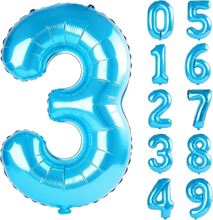40 Inch Number 3 Balloons for 3rd Birthday Party Decorations, 0-100 Jewelry by FOBELEC
