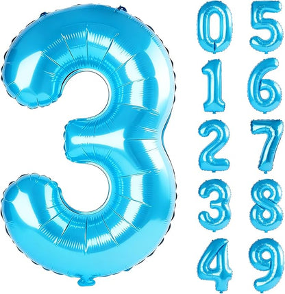 40 Inch Number 3 Balloons for 3rd Birthday Party Decorations, 0-100 Jewelry by FOBELEC