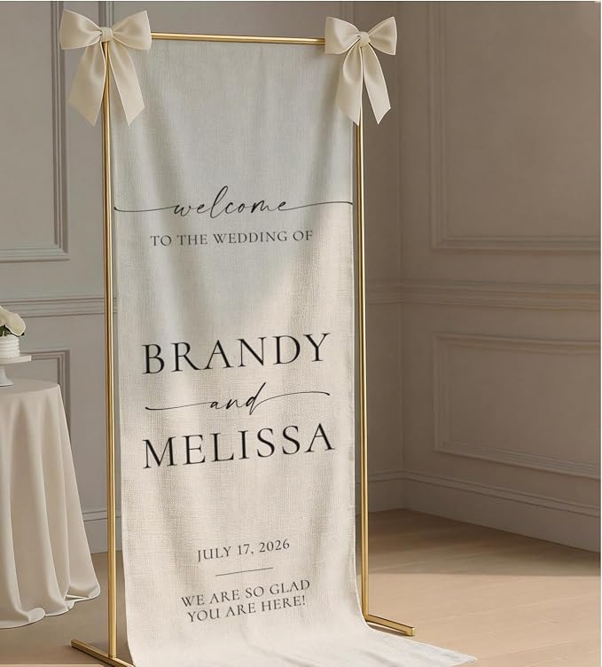 Custom Fabric Wedding Welcome Sign, Personalized Soft Cotton Linen Wedding Sign - Image 3