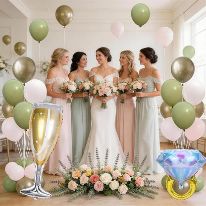 Sage Green White Gold Balloons - Image 8