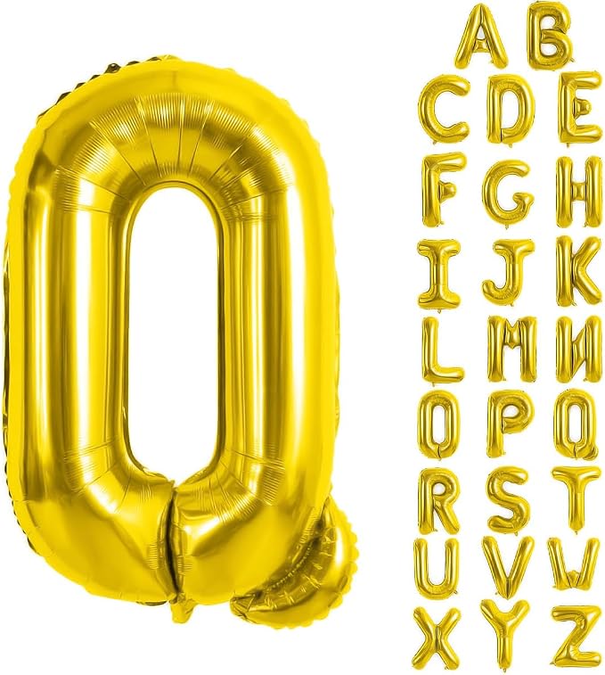 Gold Letter Balloons 40 Inch Large Letter Q Balloon Aluminum | Foil Mylar Big by YUNSHANGMO