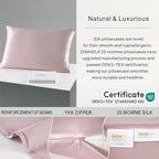 ZIMASILK 25 Momme 100% Pure Mulberry Silk Pillowcase for Hair and Skin Care, Highest Grade 6A Pillow Cases for Women, Long-Lasting Durablity, Gift for Women Men, 1Pc (Queen 20"x30", Light Plum)