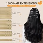 DOORES Human Hair Extensions Clip in, Dirty Blonde Highlight Golden Blonde 150g 9pcs 22 Inch Remy Natural Straight Silky