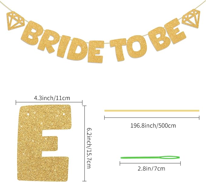 Glitter Champagne Gold Bride to be Banner Bachelorette Party Banner DIY Banner - Image 2
