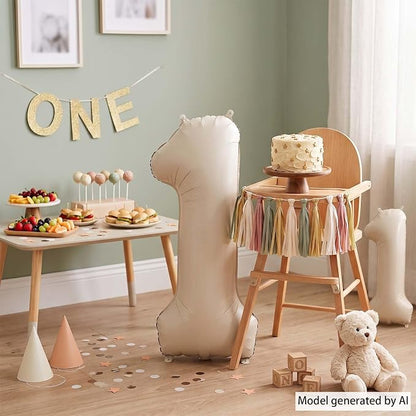 Cream Number 1 Balloon 40 Inch Foil Numeral - Image 7