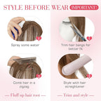 Hairro Human Hair Toppers For Women Wispy Thin Short Wiglet Hairpieces Natural No Bang Middle Part Side Bangs Hair Clip 11 Inches 14.5g #04 Medium Brown