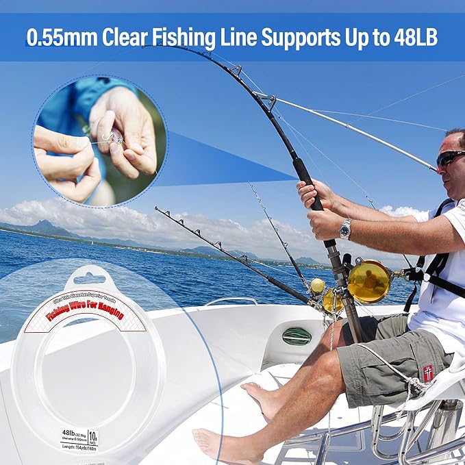 Clear Fishing Wire, Acejoz 656FT Fishing Line Clear Invisible Hanging Wire - Image 7