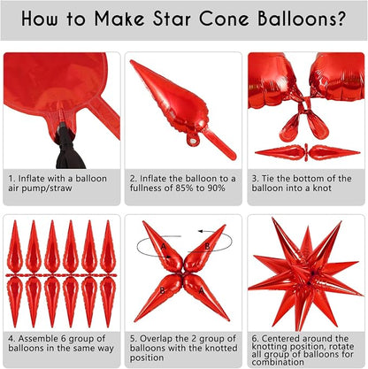 72 Pcs Star Balloons Foil Explosion Balloons Magic 12 Point Star Cone Balloon - Image 7