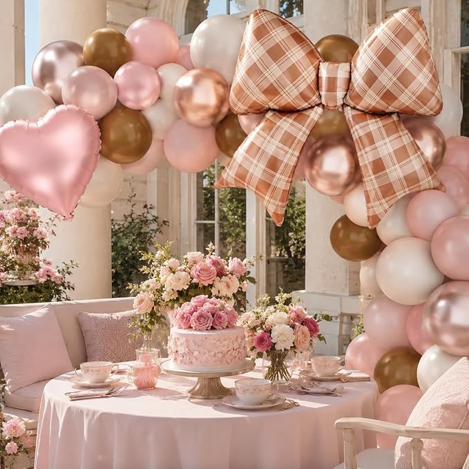 Pink And Brown Balloons, Dusty Pink Brown White Balloons, 18inch Blush Heart - Image 5