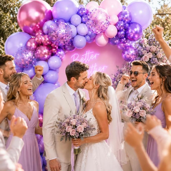 174Pcs Pink and Purple Balloons Garland Arch Kit -18 12 10 5 Inch Different - Image 5