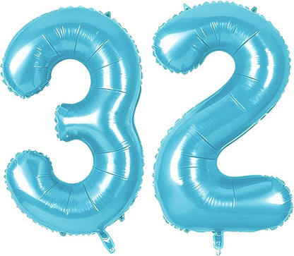Number 32 Balloons for 32nd Birthday Party Decorations, 0-100 Large No.32 by Joycard