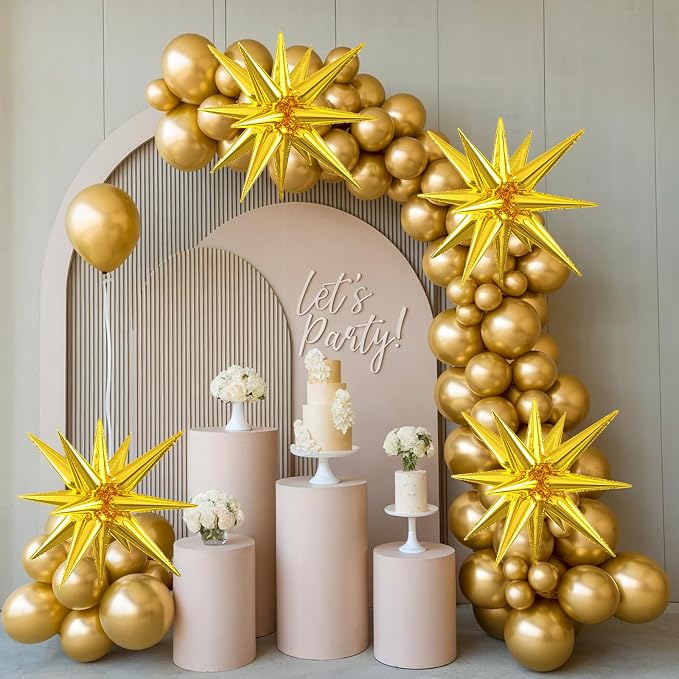 Gold Star Balloons, 22/27 Inch Gold Star Foil Balloons, Aluminum Foil Balloon - Image 4