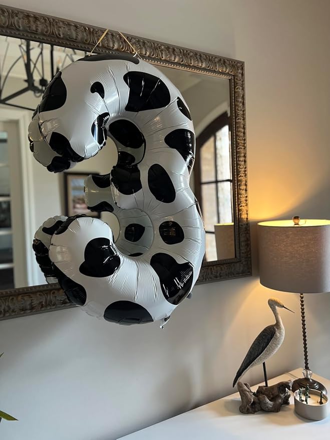 Cow Print Number Balloons, Large Foil Number 3 Balloon 40 Inch Cow Balloon - Image 4