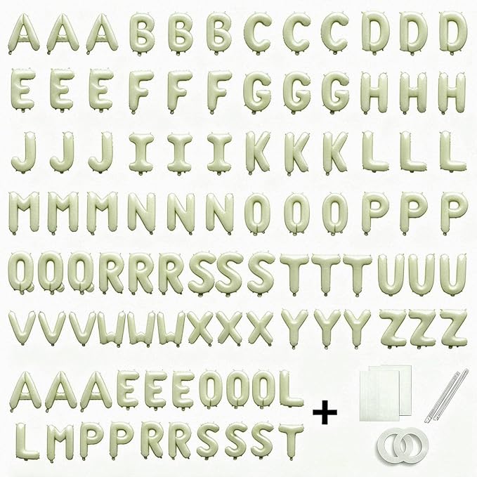 98 Pcs Cream Letter Balloons, Custom 3 Set A-Z Set - Image 2