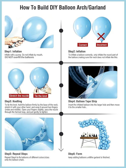 Light Blue Balloons 12 Inch 60 Pcs Pastel Baby Sky Blue Latex Balloons - Image 5