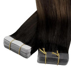 YoungSee Tape in Extensions Human Hair Balayage Tape in Hair Extensions Human Hair Dark Brown Mix Ash Brown Human Hair Tape-in Extension 22In Ombre Hair Extension Tape-in 20pcs 50g for Instant Length