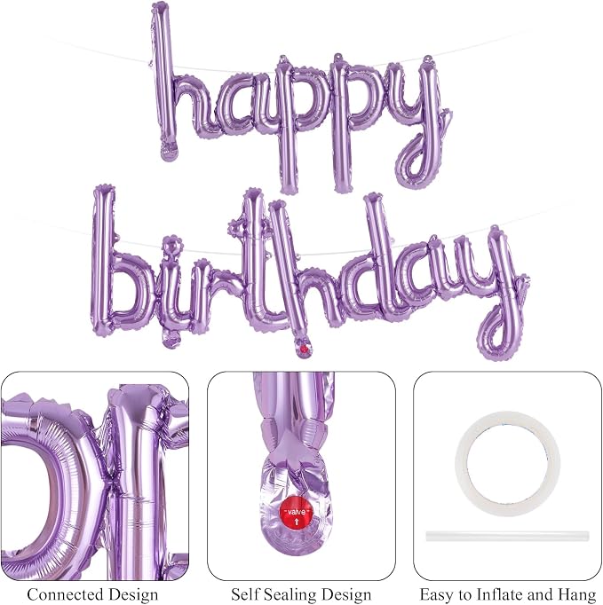 Happy Birthday Balloons Banner Foil Letters Balloons Connected, Personalized - Image 6