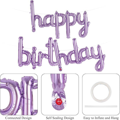 Happy Birthday Balloons Banner Foil Letters Balloons Connected, Personalized - Image 6