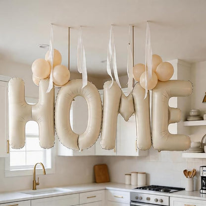 Cream HOME Balloons, 40 Inch Welcome HOME Letter Balloon Beige by Dagelar