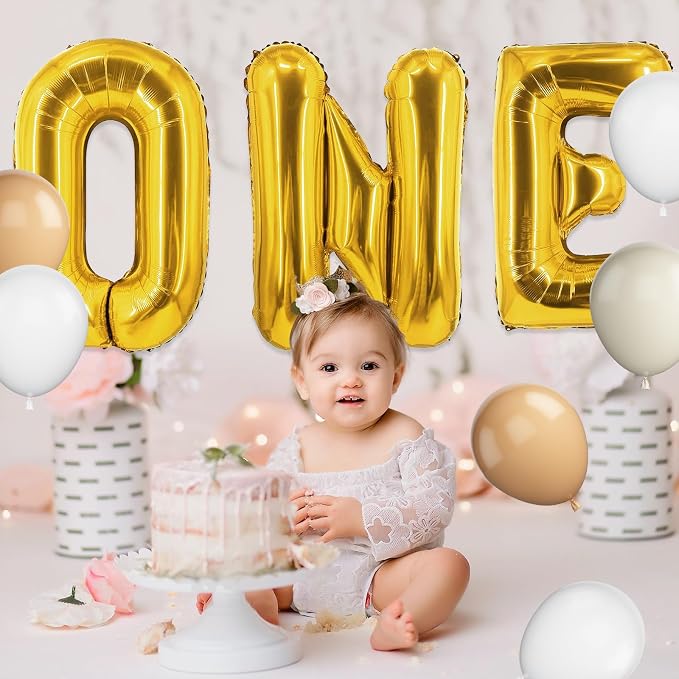 Biapian 40 Inch One Letter Balloons, Big Gold ONE Foil Balloons - Image 9