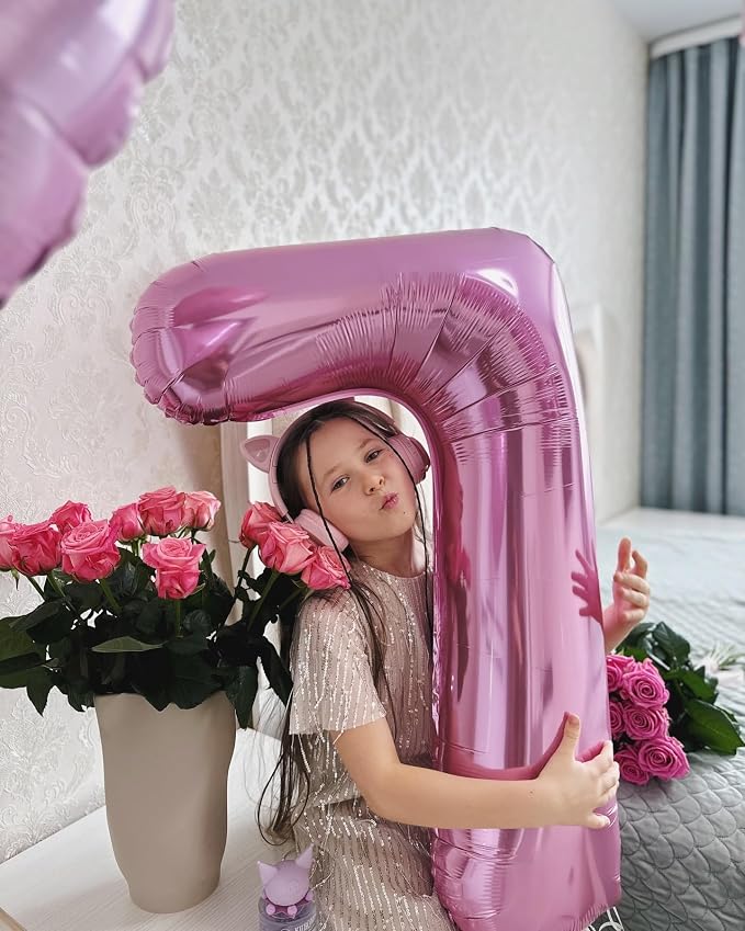 40 Inch Pink Number 5 Balloon Birthday Party Decorations - Image 3