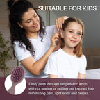 RHOS Mini Hair Brush for Women,Men and Kids-Travel Size Hair Brush for Purse,Pocket,backpack-Small Cushion Paddle Brush with Soft Bristles-Mini Detangler Brush for All Hair Types(1 Pack-Purple)