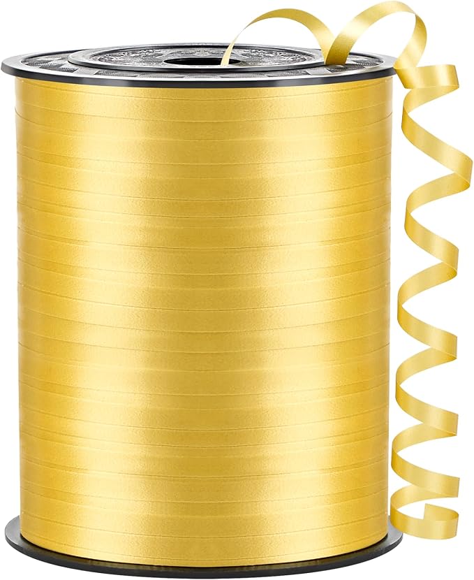 Gold Curling Ribbon, 500 Yards, 1/5 Inch | by CLUEWR