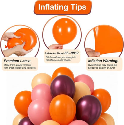 HILAVO Fall Balloons, 12 Inch Thanksgiving Balloons Dusty Pink Orange Burgundy - Image 3