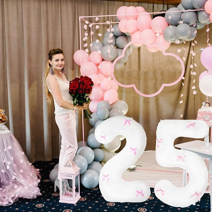 40 Inch White Number Balloons - Image 4