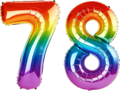40 Inch Number 78 Balloons for 78th Birthday Party Decorations, 0-100 Rainbow by FOBELEC