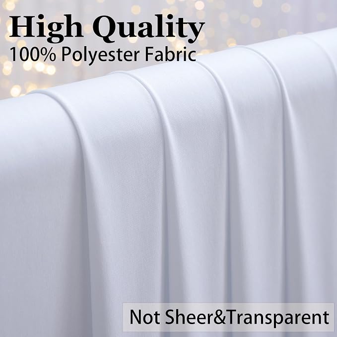 40×14 ft White Wrinkle Free Backdrop Curtain, Soft Silky Polyester Wedding - Image 4