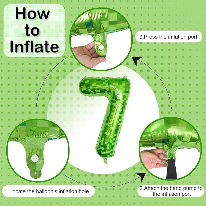 40 Inch Green Pixel Number 7 Balloon - Image 8