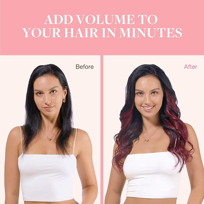 GOO GOO Clip in Hair Extensions Real Human Hair, Remy Human Hair Extensions Clip ins for Women, Natural Human Hair, 16inch 120g 7Pcs, 530 Burgundy