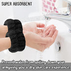 Face Wash Set - Headband, Wristbands with Holder, Microfiber Absorbent Spa Wrist Towels