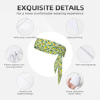 Men's Women Lovely Sports Sweat Band Hair Decor for Sports Workout Spa, Long Boho Style Lemon Tree Leaves Tropical Flowers Floral Head Ribbon Headwear