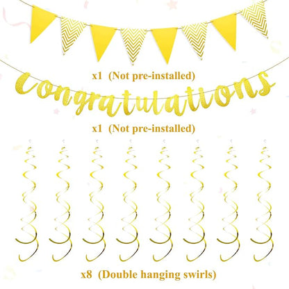 Congratulations Banner, Glitter Congratulations Decorations Triangle Flag Banner - Image 2