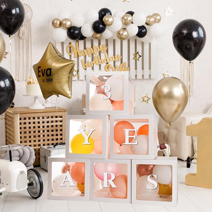 Baby Boxes for Baby Shower White Clear Balloon Box Blocks Gender Reveal - Image 5