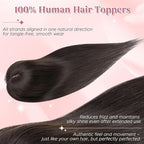 Real Human Hair Toppers for Women 3.54"*4.72" Silky Base 150% Density No Bangs Adjustable Parting Clip-In Topper Hairpieces for Women with Thinning Hair 16 Inches Natural Black
