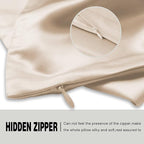 Natural Mulberry Silk Pillowcase for Hair and Skin Standard Size 20"X 26" with Hidden Zipper Soft Breathable Smooth Cooling Covers for Sleeping(Champagne,Standard,1Pcs)