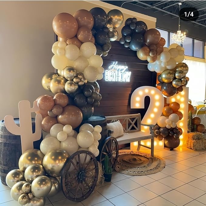 Brown Black Gold Balloons, 12 Inch Neutral Brown Tan Nude Black Beige Ivory - Image 6