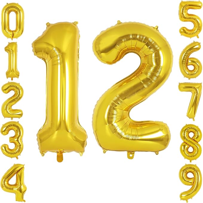 40 Inch Gold Number 12 Foil Balloon by TNCDJKPA