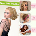 KooKaStyle Ponytail Extension, 10" Short Claw Clip in Pony Tails Hair Extensions Curly Wavy Synthetic Drawstring Hairpieces for Women Honey Blonde with Ash Blonde Highlights