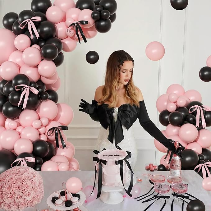 141Pcs Pink and Black Balloon Arch Kit, Birthday Decorations | Pink and Black - Image 2