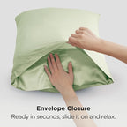 Bedsure King Size Satin Pillowcase Set of 2 - Laurel Green Silky Pillow Cases for Hair and Skin with Envelope Closure, Similar to Silk Pillow Cases, Gifts for Women Men, 20x36 Inches, 2pcs
